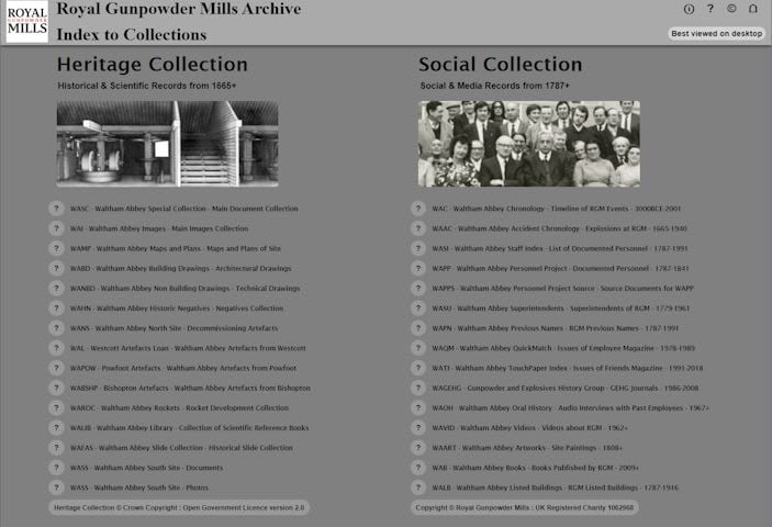 Royal Gunpowder Mills Archive Homepage